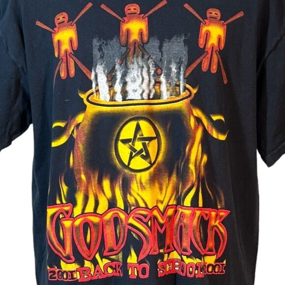 2001 Godsmack Back To School Tour T-Shirt Deftones Size XL Cut Tag Rock Band Tee - Picture 2 of 7